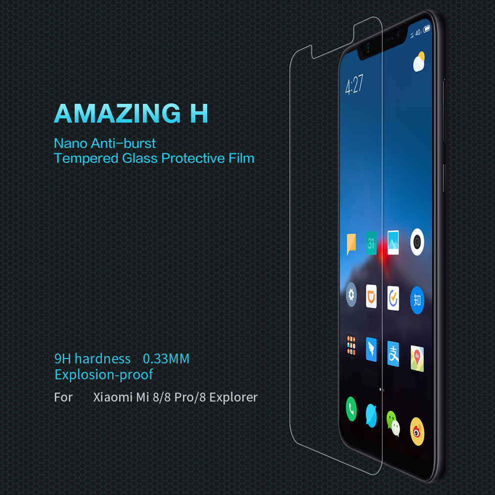 Miếng dán kính cường lực cho Xiaomi Mi 8 / Mi 8 Pro / Mi 8 Exploer hiệu Nillkin Amazing H - hàng nhập khẩu