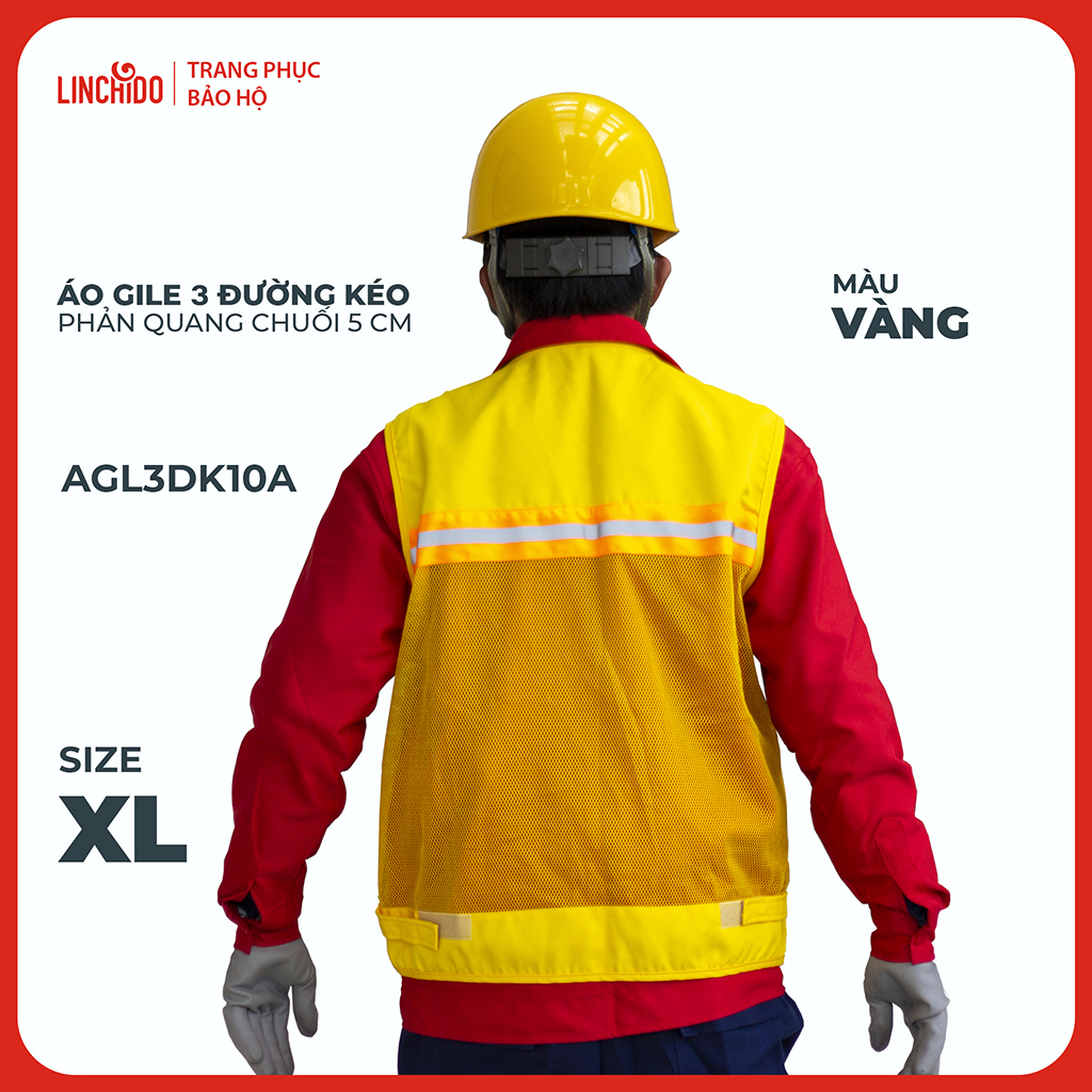 Áo Gile Kỹ Sư, Giám Sát Công Trình, Bảo Hộ Lao Động, 3 Đường Kéo, 6 Túi - Mã AGL3DK10A