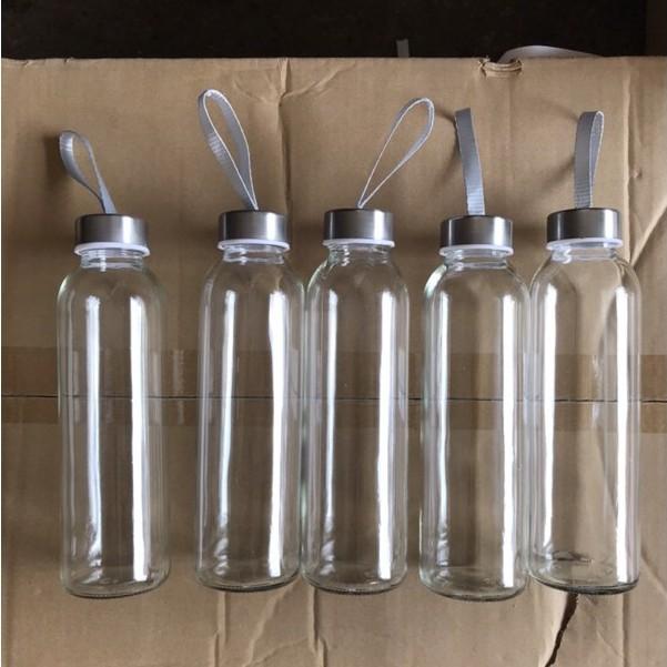 Chai Nước Thủy Tinh Có Dây Xách Nấp Inox. 500ml