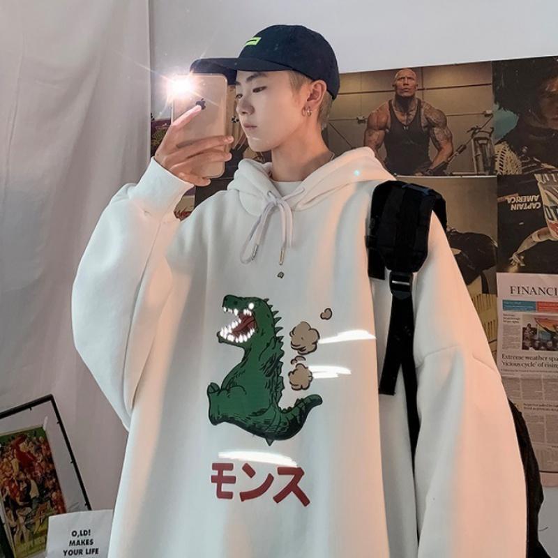Áo hoodie tay dài in hình khủng long phản quang 3 màu sắc thời trang dành cho nam