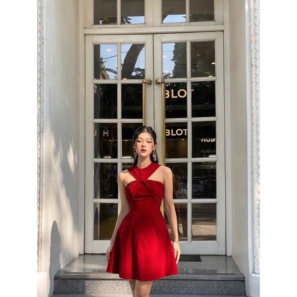 Đầm nhung xoắn ngực ôm A duyên dáng Coco dress