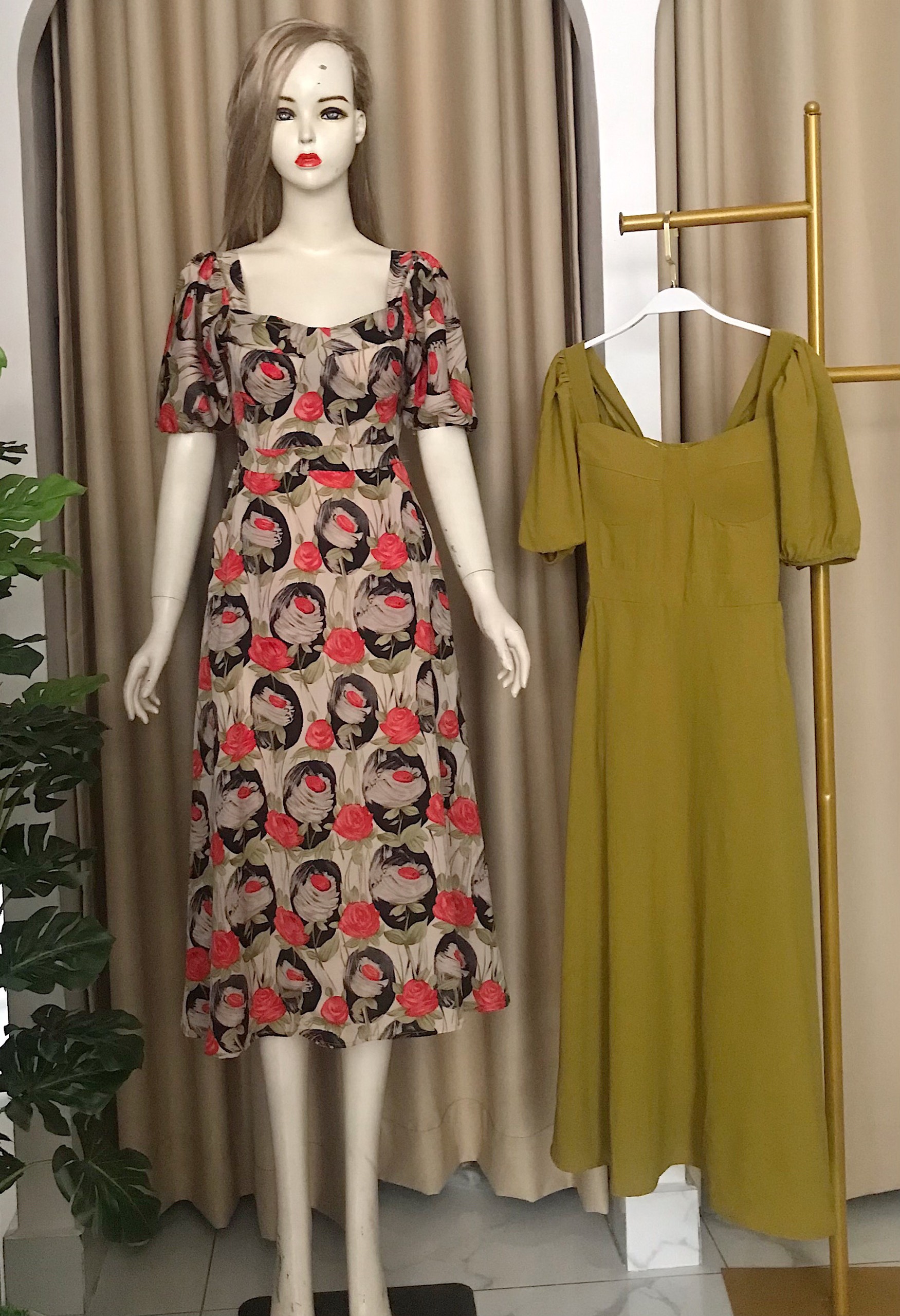 Váy đầm bo tay cổ vuông,váy đầm nữ công chúa,Váy đầm nữ dáng dài, váy đầm nữ đi chơi, váy đầm nữ trẻ đẹp, váy đầm nữ cao cấp V027