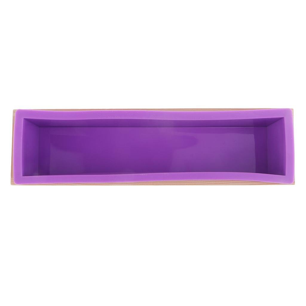 Flexible Rectangular Silicone Soap Loaf Mold with Wood Box for Handmade Soap Making Supplies, Also for DIY Chocolate, Cake, Bread, Toast Baking