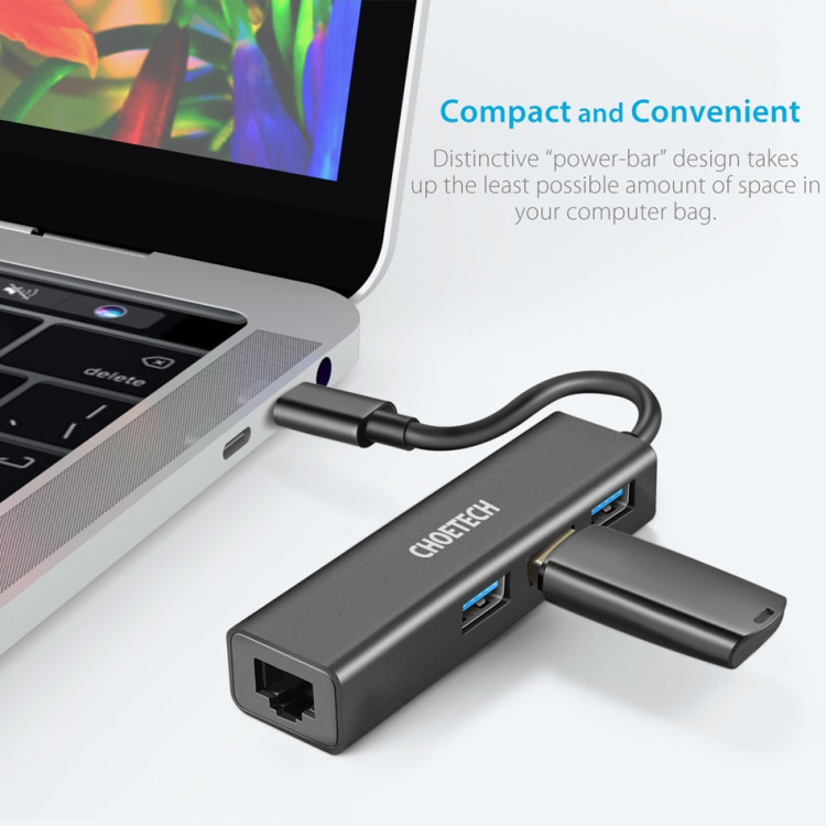 Baseus Enjoyment Series USB Male to 3 USB 3.0 Female Hub Multi-port Adapter Expansion Dock- Deep Gray