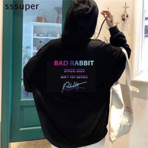 Áo hoodie unisex in hình Thỏ chất nỉ dày mịn, áo nỉ hoodie có mũ tay dài dáng rộng nam nữ mặc thoải mái - K082