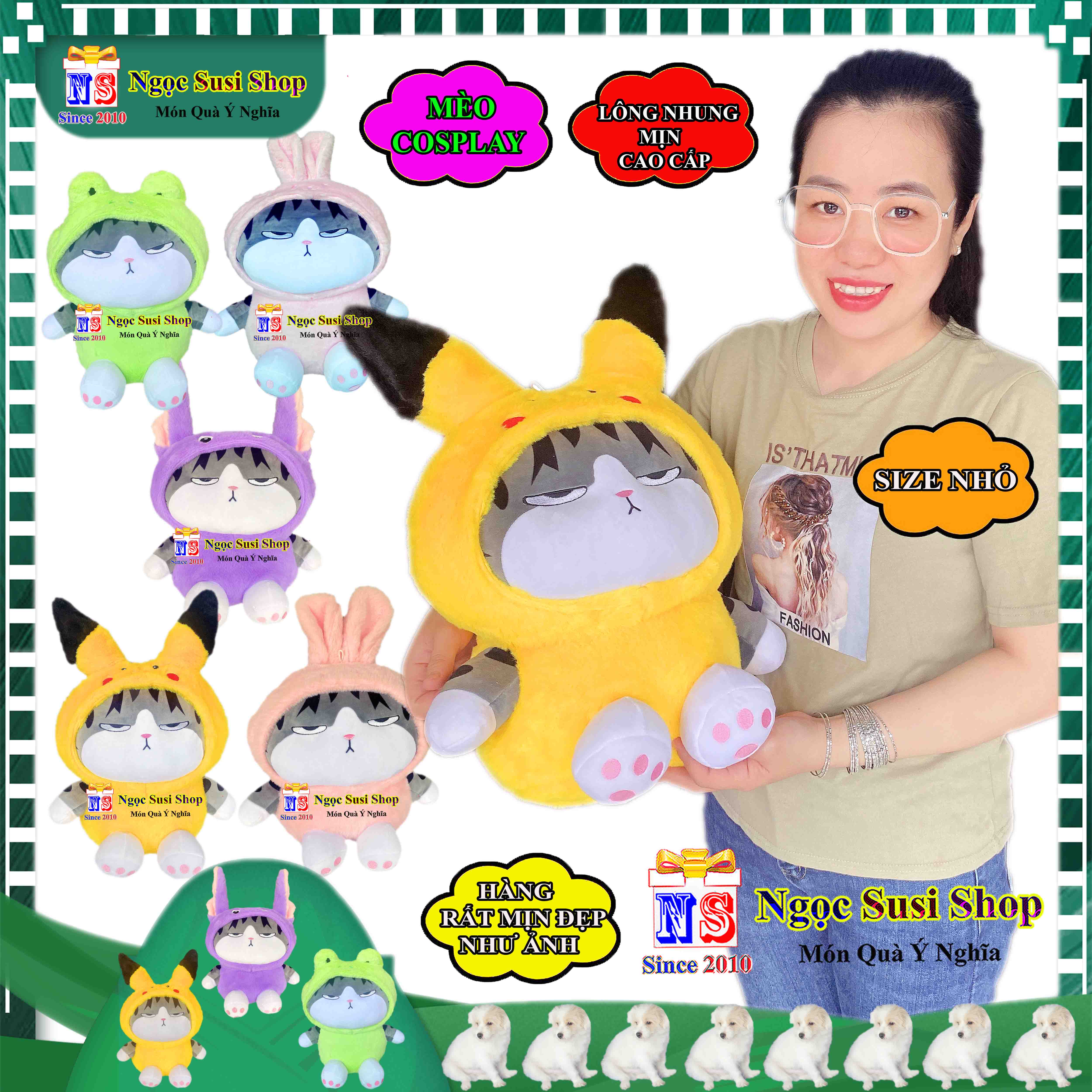 GẤU BÔNG HÌNH CON MÈO COSPLAY SIÊU MỀM MỊN CAO CẤP ÔM NGỦ DÙNG LÀM QUÀ TẶNG TRANG TRÍ