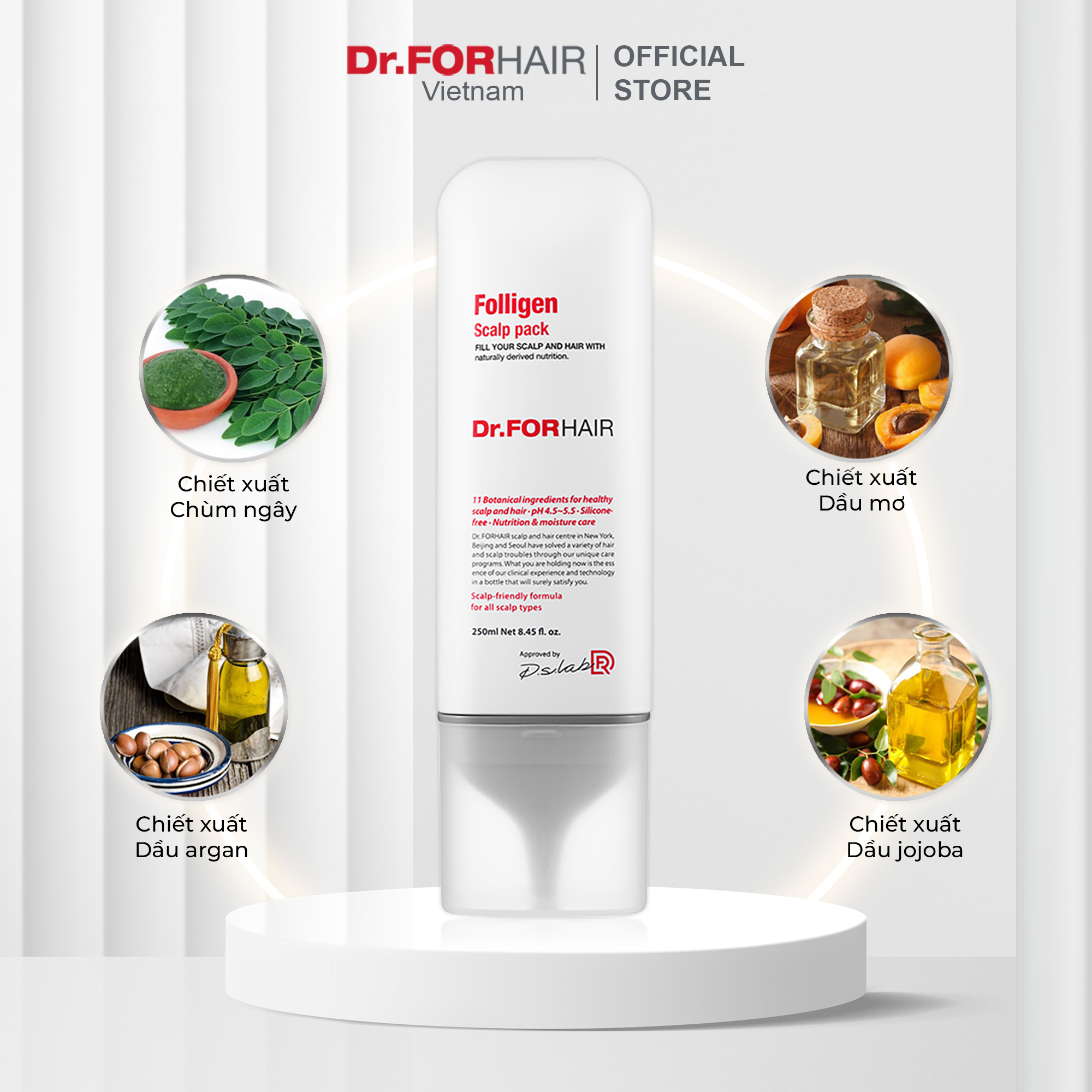 Bộ gội xả dưỡng hỗ trợ mọc tóc nuôi dưỡng da đầu khỏe mạnh Dr.FORHAIR Folligen Plus x Scalp Pack x Tonic