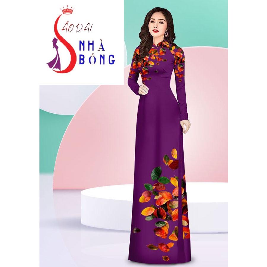 Vải may áo dài cao cấp in họa tiết hoa 4D - V08 (nguyên bộ