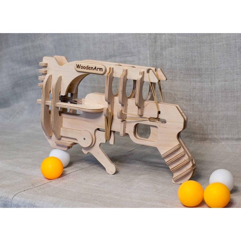 Đồ chơi bắn Ping Pong bóng bàn bằng gỗ DIY tự lắp ráp Mẫu 14 TQT decor