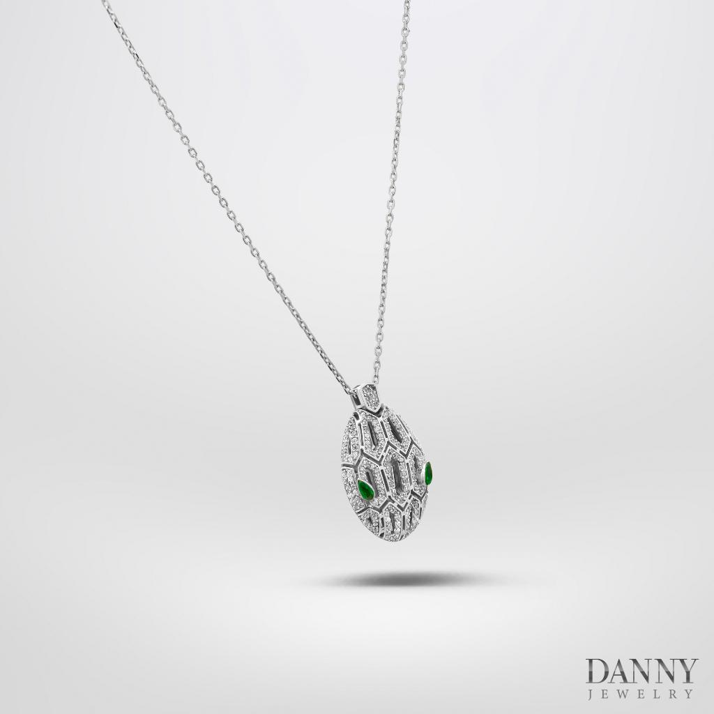 Dây Chuyền Có Mặt Danny Jewelry Bạc 925 Xi Rhodium Biểu Tượng Đầu Rắn Đính Đá CZ &amp; Zircon DM001TNK