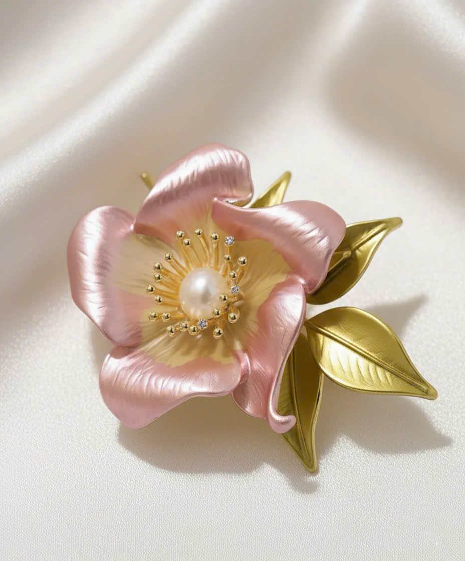 Trâm Cài Áo Vest, Áo Dài Hoa Đính Ngọc Trai Baroque Hồng thời trang thiết kế Hity ACC437