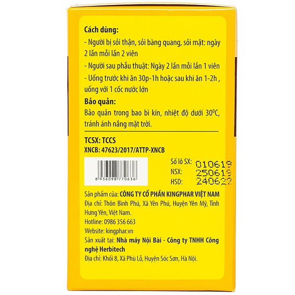 Viên Uống Lợi Tiểu BÀI THẠCH Kingphar 40 Viên - Hỗ trợ giảm nguy cơ viêm đường tiết niêu, sỏi thận, sỏi bàng quang