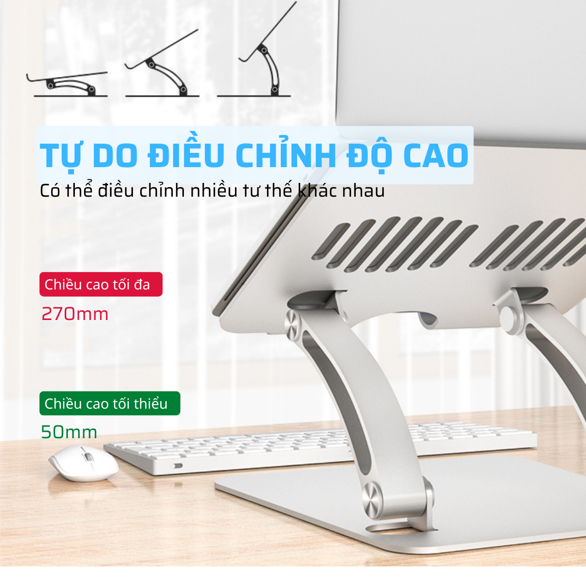 Giá Đỡ Máy Tính, Laptop Máy Tính Bảng Chất Liệu Hợp Kim Nhôm Cao Cấp Hỗ Trợ Tản Nhiệt Chống Mỏi Cổ, Vai, Gáy. Hàng Chính Hãng Tamayoko