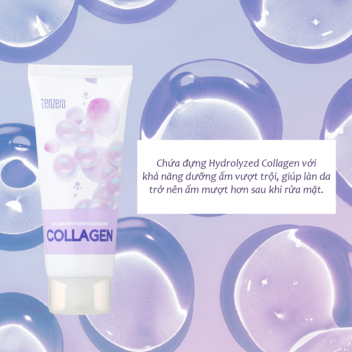 Sữa rửa mặt tạo bọt Collagen Làm Sạch, Sáng Da Tenzero Balancing Foam Cleanser Collagen 100ml