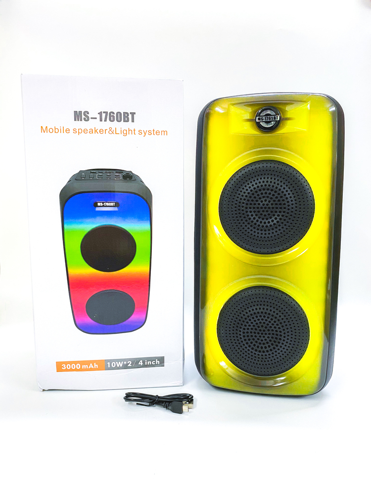 Loa Bluetooth MS-1761BT với đèn led RGB âm thanh bass mạnh tích hợp khe cắm thẻ nhớ, USB và có thể karaoke