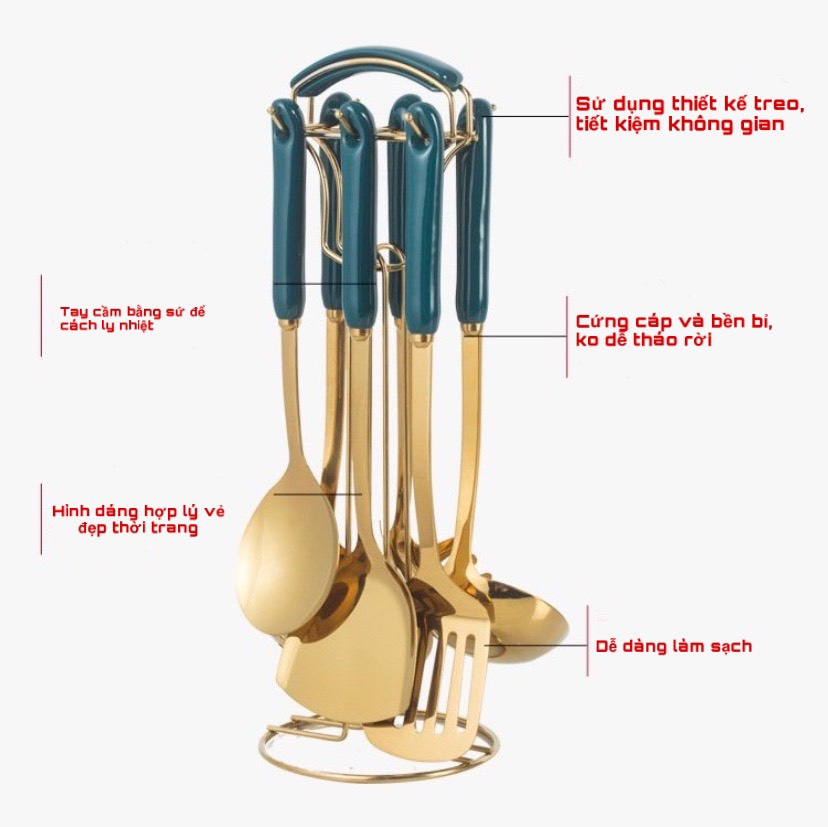 BỘ MUÔI + XẺNG XANH CỔ VỊT MÀU VÀNG