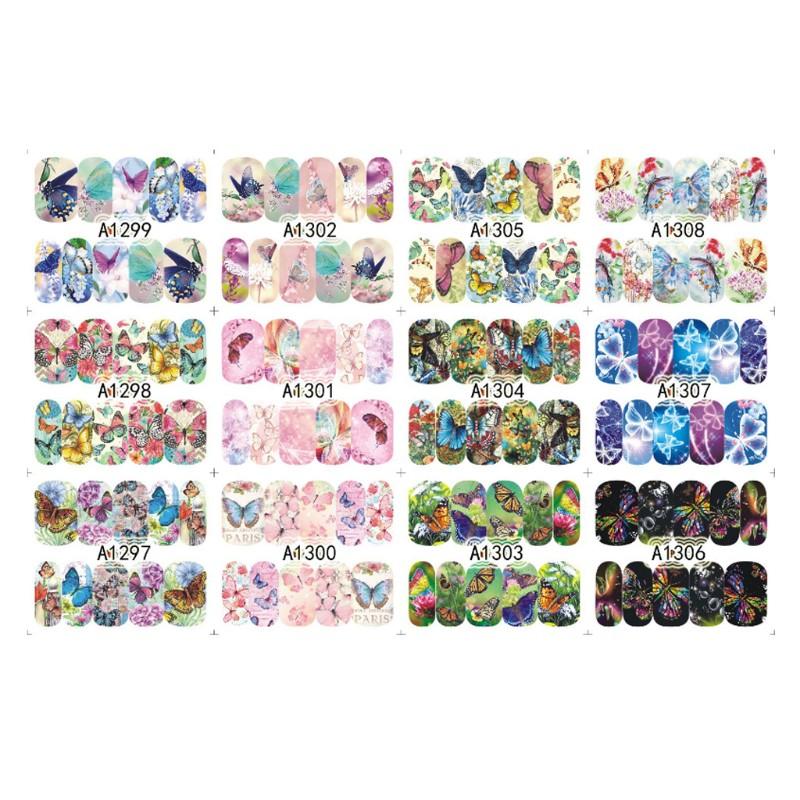 Set 12 Sticker Nước Hình Bướm Full Móng