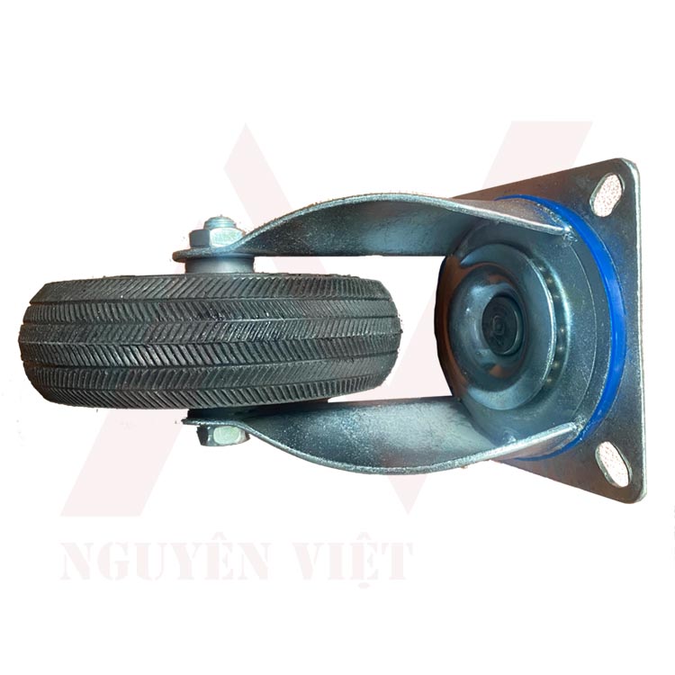 BÁNH XE XE ĐẨY HÀNG CÓ KHÓA BẰNG CAO SU ĐẶC 100X35MM