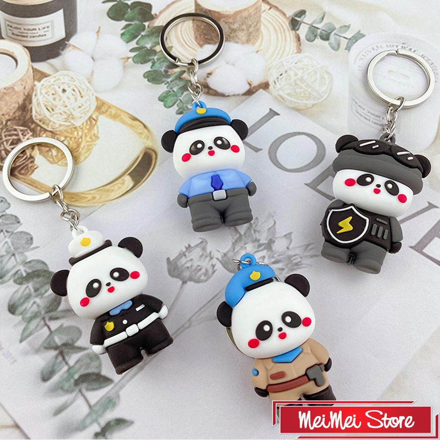 Móc khóa đôi, móc treo chìa khóa hình gấu cực ngầu, siêu đáng yêu