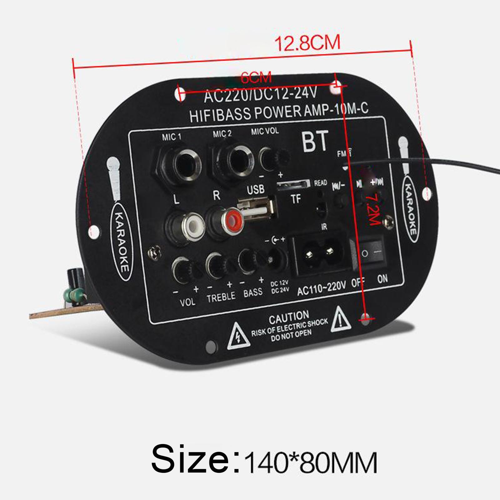2MIC 8" / 10" Speaker Bluetooth Amplifier Board USB FM Radio TF Subwoofer