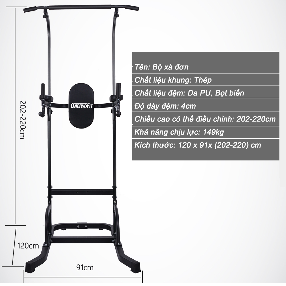 OneTwoFit Bộ xà đơn, xà kép đa năng Gym, lượng Kéo lên tại nhà dụng Xà đơn xà kép OT061A