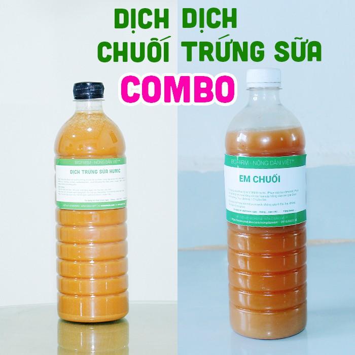 Combo 1 lít dịch chuối + 1 lít dịch trứng sữa đậm đặc Bifgarm dùng cho hoa hồng, rau sạch hữu cơ