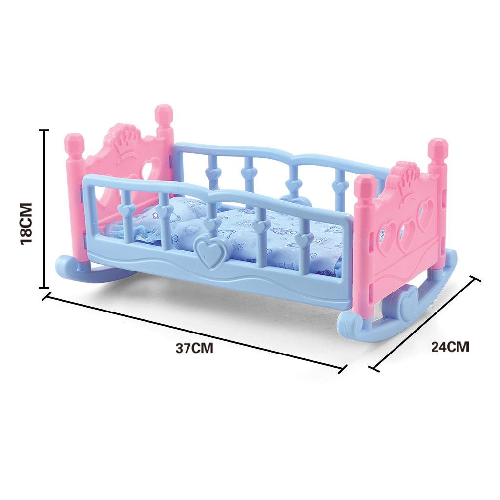 Doll Bed Doll Cradle Doll Furniture, Doll Bed Fits American Dolls, Includes Mattress & Quilted Bedding, 14.57 x 9.44 x 7.09 inch