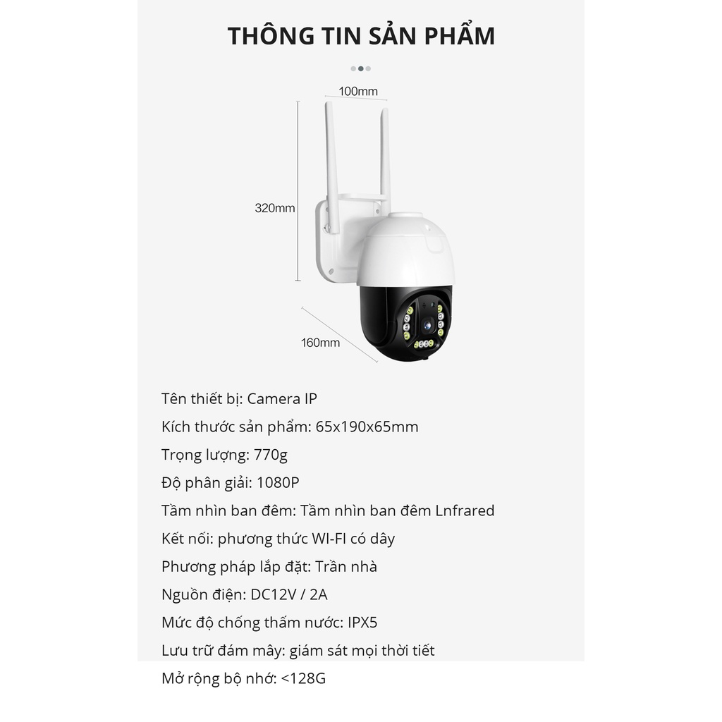 Camera Wifi IP Ngoài Trời Chống Nước PTZ Deli Full HD 1080P Xoay 360 Độ ES103 - Xem Đêm Có Màu - Đàm Thoại Hai Chiều Phát Hiện Chuyển Động - Hàng Chính Hãng - Phù Hợp Giám Sát An Ninh Gia Đình, Công Sở, Trường Học