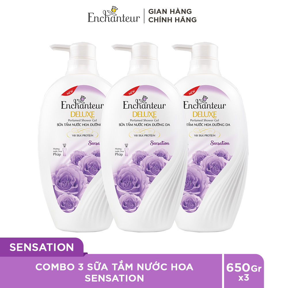 Combo 3 Sữa tắm hương nước hoa Enchanteur Sensation 650gr/ Chai