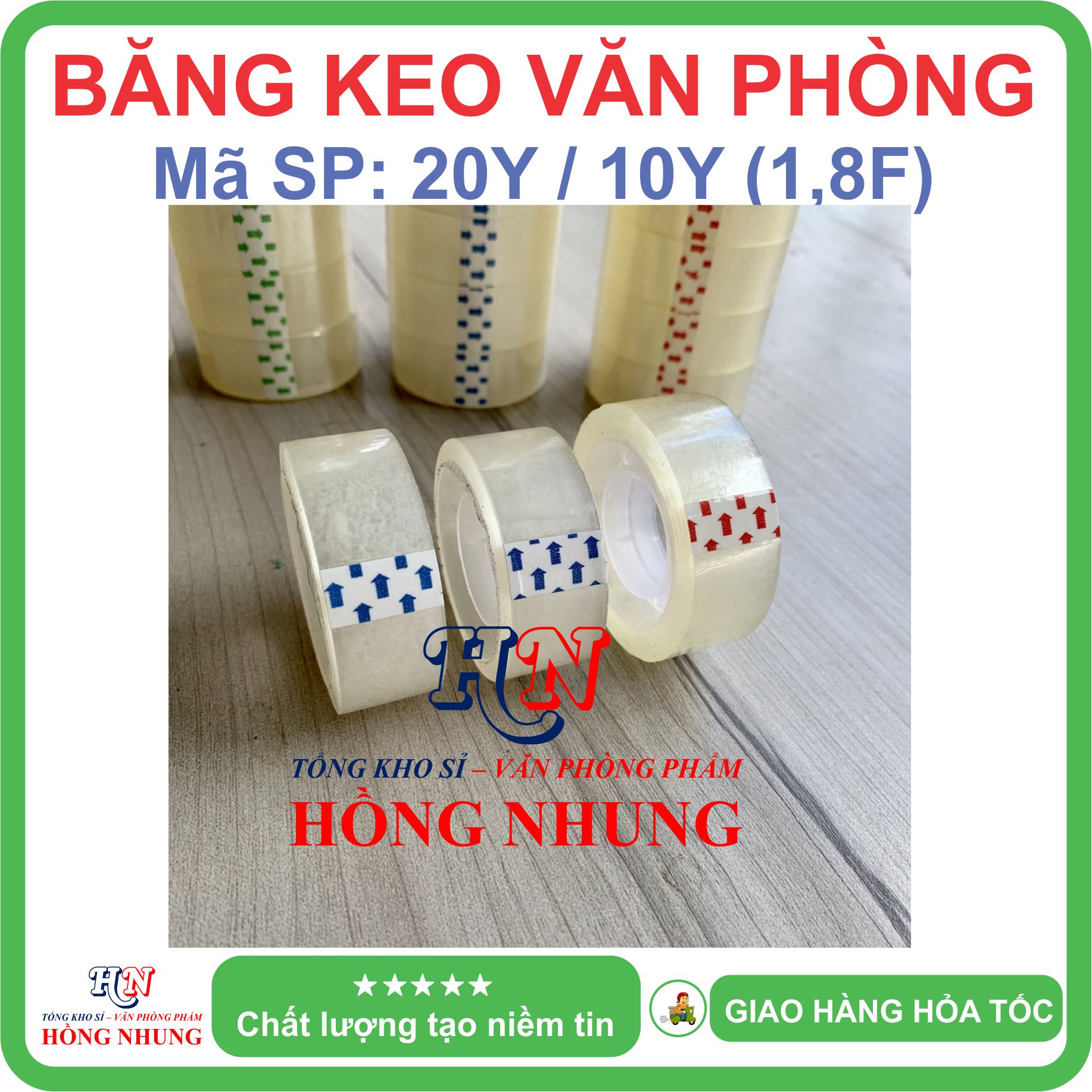 [SALE] Băng Keo Văn Phòng 20Y / 10Yard, bản rộng 1,8F (1,8cm), chất keo siêu dính