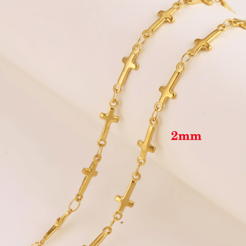 Dây chuyền inox kiểu chuỗi thánh giá 2mm mạ vàng sáng đẹp, sang trọng, đẳng cấp vô cùng