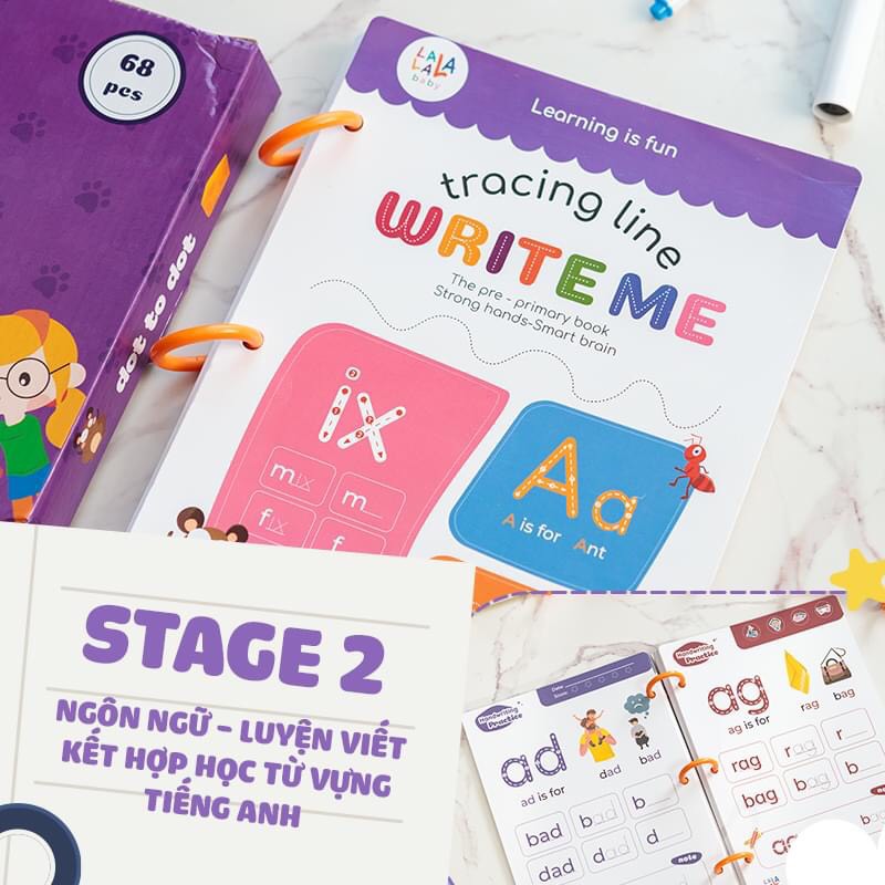 Học liệu giáo dục sớm Lalala baby , luyện học và viết chữ số, tô xóa được, CAM KẾT sản phẩm giống hình