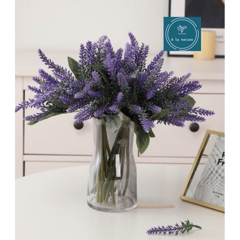 Bó hoa lavender bằng PU gồm 8 nhánh hoa cao 33cm, Hoa decor trang trí, hoa cưới, hoa cô dâu