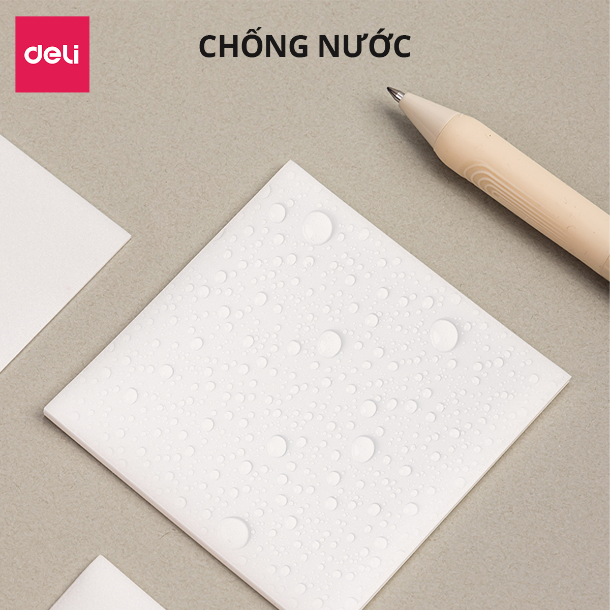 Set 50 giấy note Deli trong suốt chống nước giấy ghi nhớ ghi chú có keo dính chắc chắn cho học sinh văn phòng tiện lợi