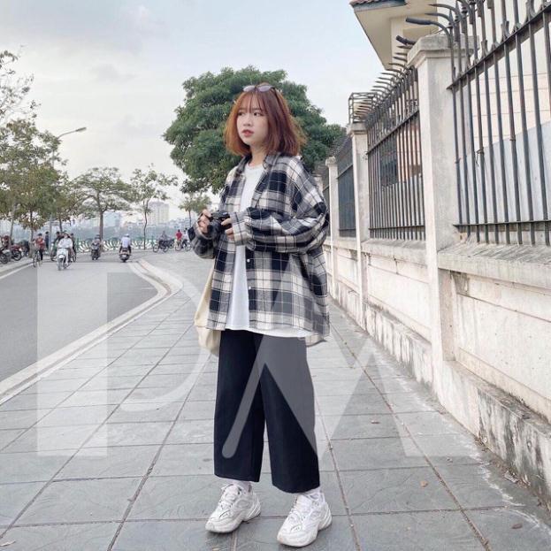 Sơ mi kẻ nắp túi tay bồng lệch túi ND27