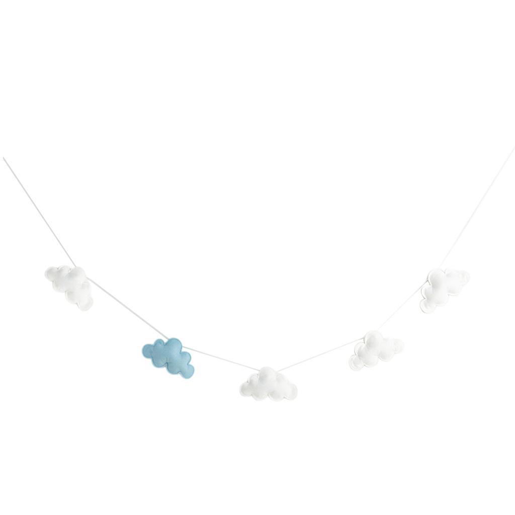 2X Hanging Clouds Garland for Baby Shower, Wedding Party Decor White and Blue