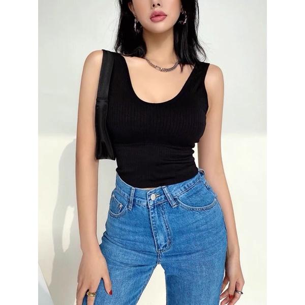 Áo sport bra cổ tim có sẵn mút vừa