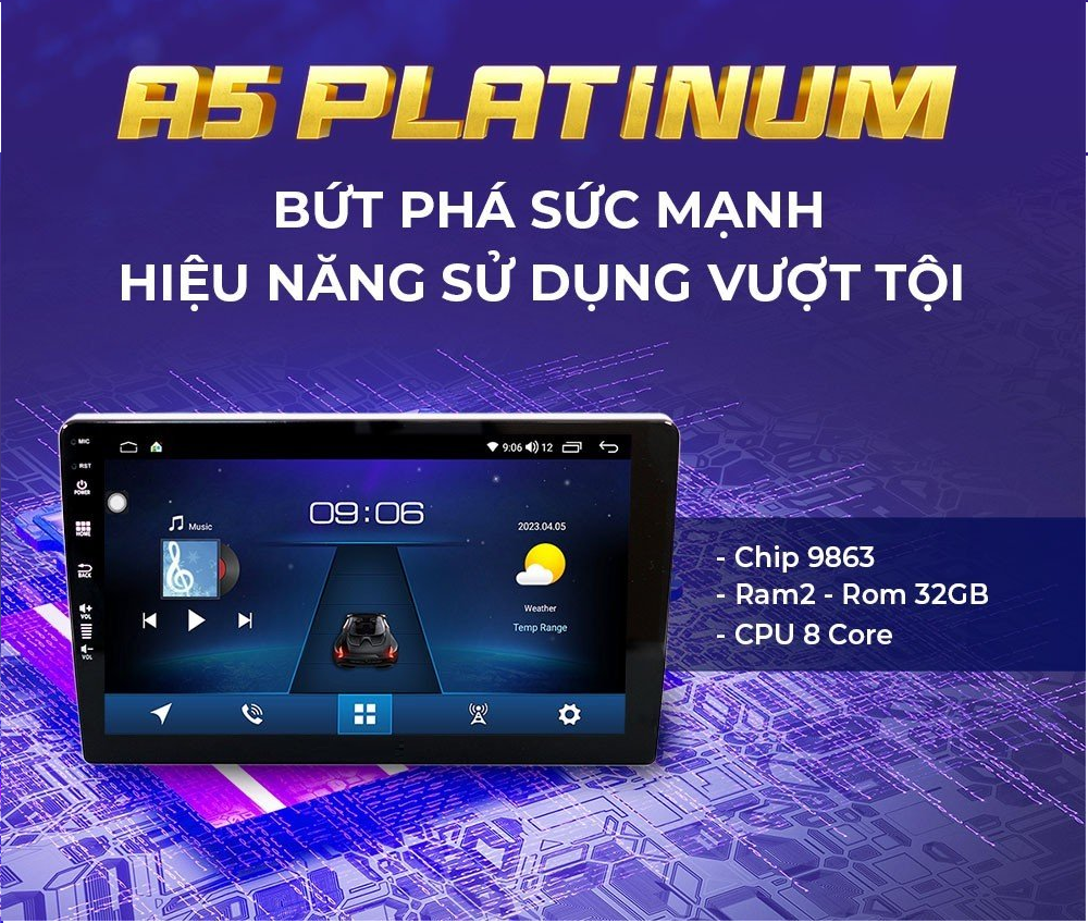Màn Hình DVD Android A.5 NEW 9INCH Hệ điều hành Android 10.Bộ nhớ 2GB RAM+ 32GB ROM Màn hình QLED HD dùng tốt hơn dưới ánh sáng mặt trời.có thể sử dụng vô số ứng dụng hấp dẫn như: Youtube, Netflix, VTV Go, K+, Spotify,…