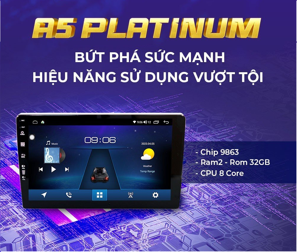 Màn Hình DVD Android A.5 NEW 9INCH Hệ điều hành Android 10.Bộ nhớ 2GB RAM+ 32GB ROM Màn hình QLED HD dùng tốt hơn dưới ánh sáng mặt trời.có thể sử dụng vô số ứng dụng hấp dẫn như: Youtube, Netflix, VTV Go, K+, Spotify,… 