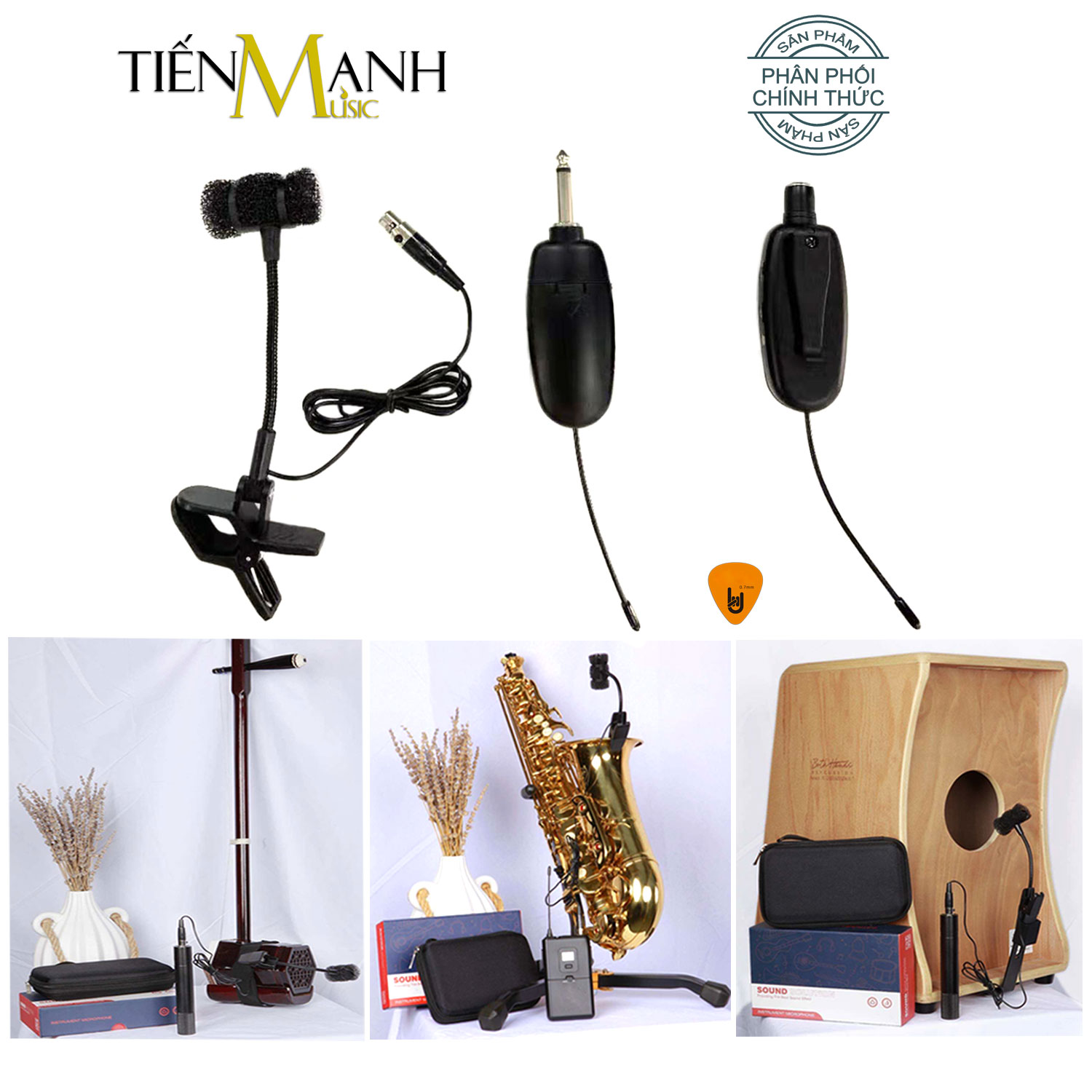 Bộ Microphone không dây Wireless dùng cho Đàn Violin, Guitar, Kèn, Sáo, Nhị, Saxophone, Mic Nhạc cụ Dân Tộc và Mọi loại Nhạc Cụ khác Dr.MIC W8-8+813 - Kèm Móng Gảy DreamMaker