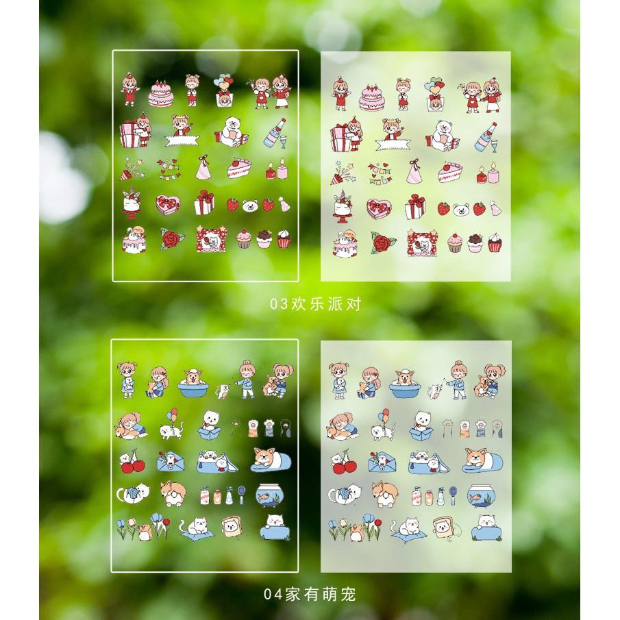 Set 2 tấm Sticker dễ thương theo chủ đề màu - MiuSua