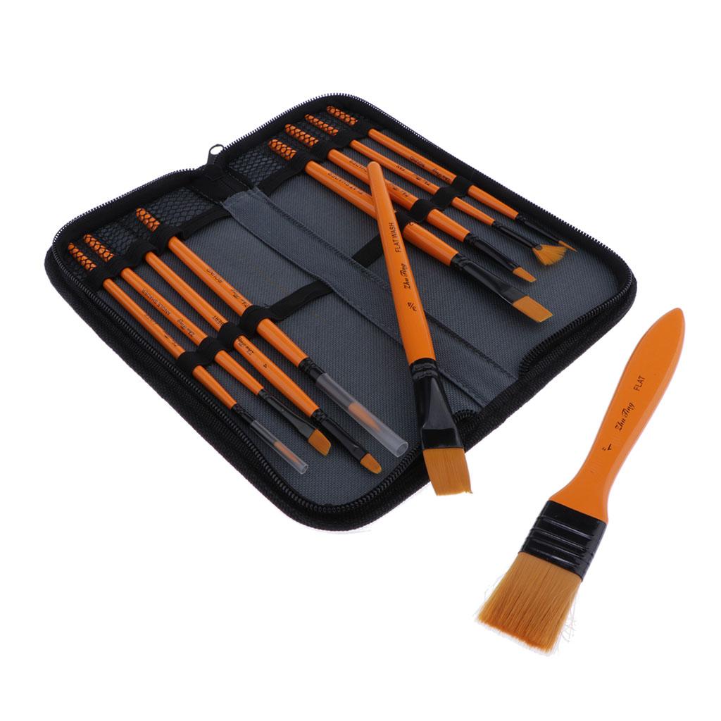 Bộ 10 Bút Lông Chuyên Nghiệp Cọ Sơn Tròn Đầu Nhọn Lông Nylon Nghệ Sĩ Acrylic Bàn Chải Cho Acrylic Màu Nước Sơn