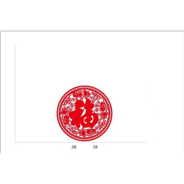 Decal trang trí tết - Vòng tròn chữ lớn viền hoa lá Đỏ