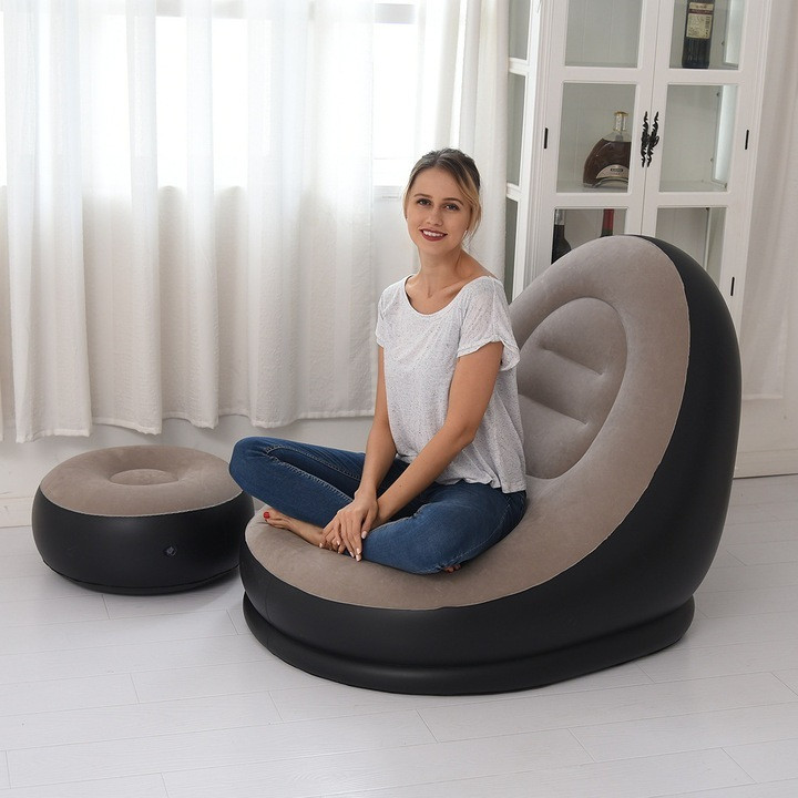 Ghế Hơi Tựa Lưng, Ghế Đệm Hơi Nội Thất Phòng Khách Cao Cấp, Kèm Bơm Điện 2 Chiều Ghế Lười Bơm Hơi Loại Cao Cấp Êm Ái