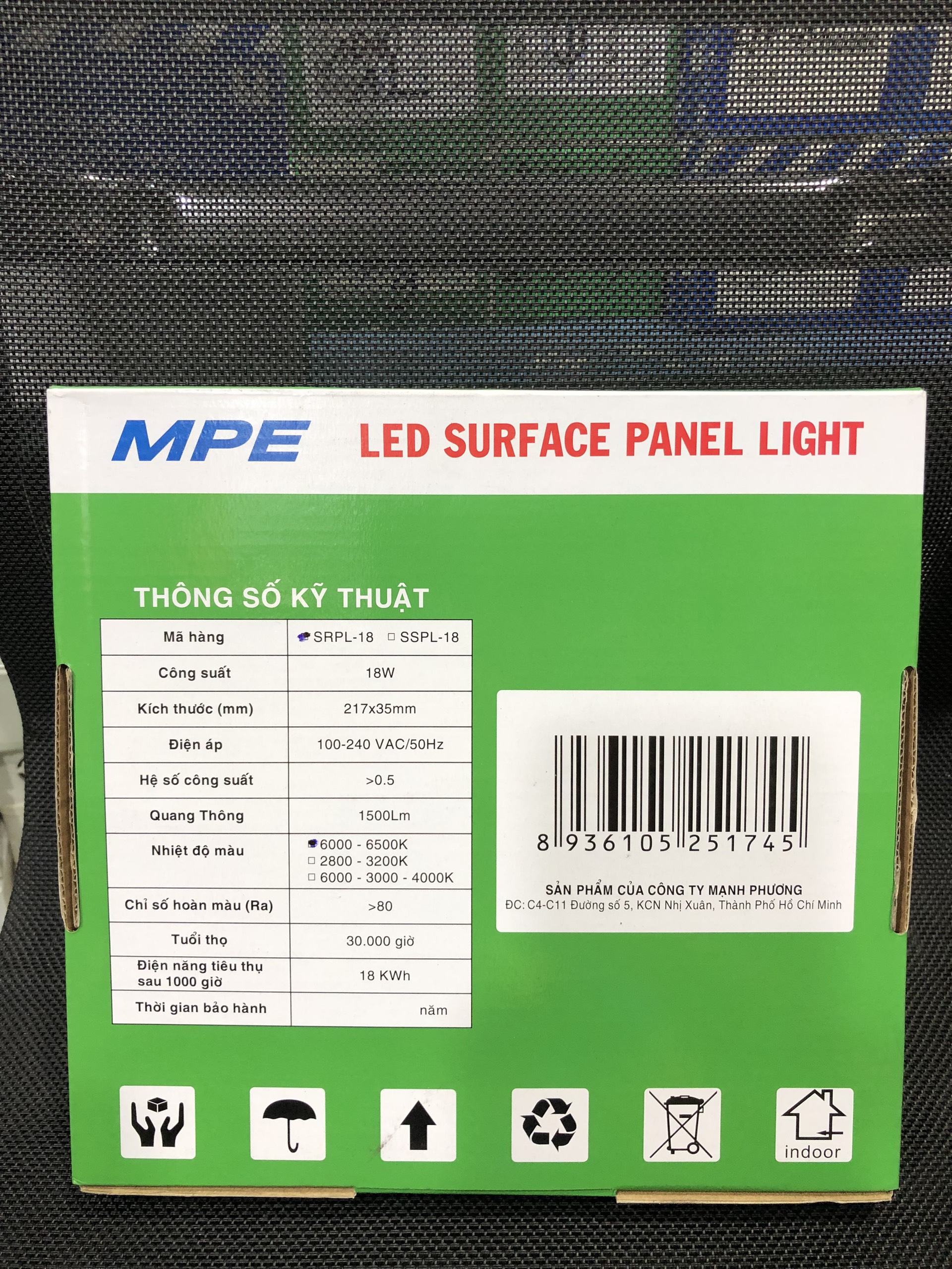 Đèn led panel ốp trần nổi tròn công suất 18W MPE (3 loại ánh sáng trắng-vàng-3 màu)