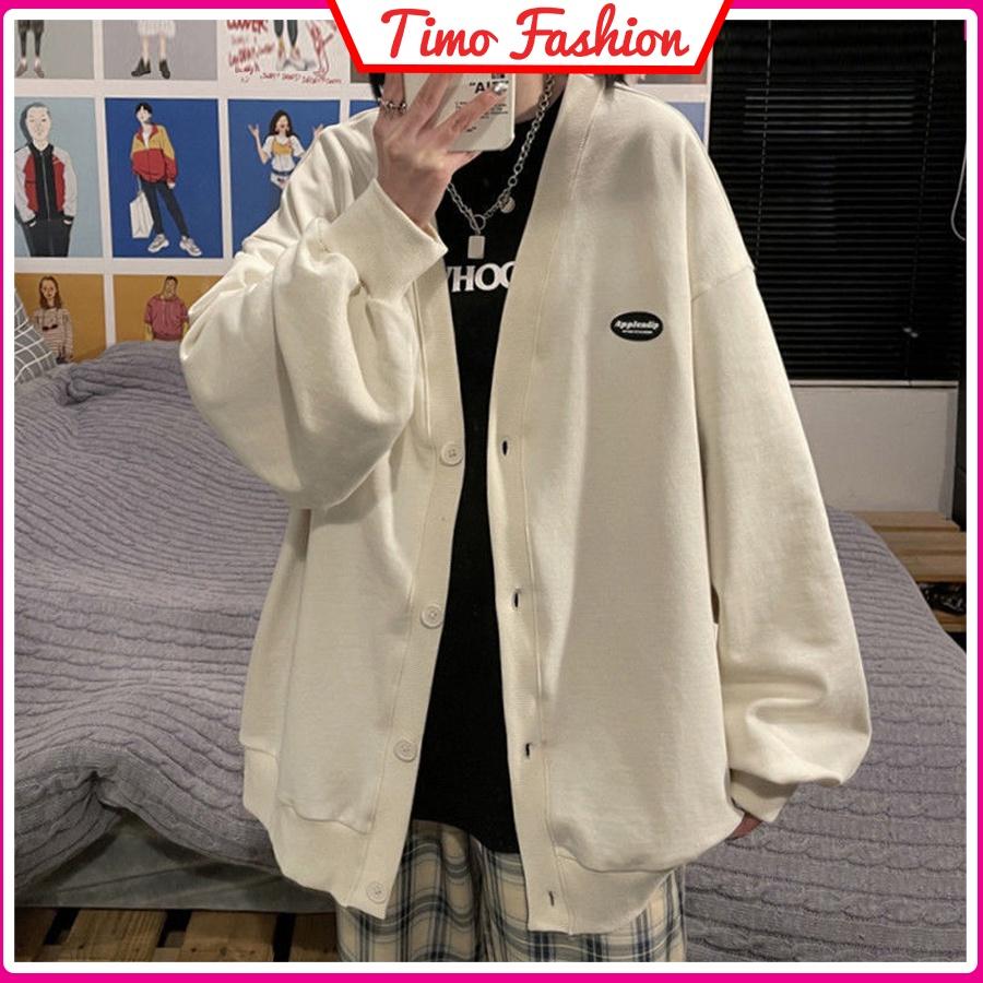 Áo Cardigan, Áo khoác Cardigan nữ TIMO unisex tay dài form rộng dáng dài vải dày dặn Ulzzang phong cách Hàn Quốc, AO018