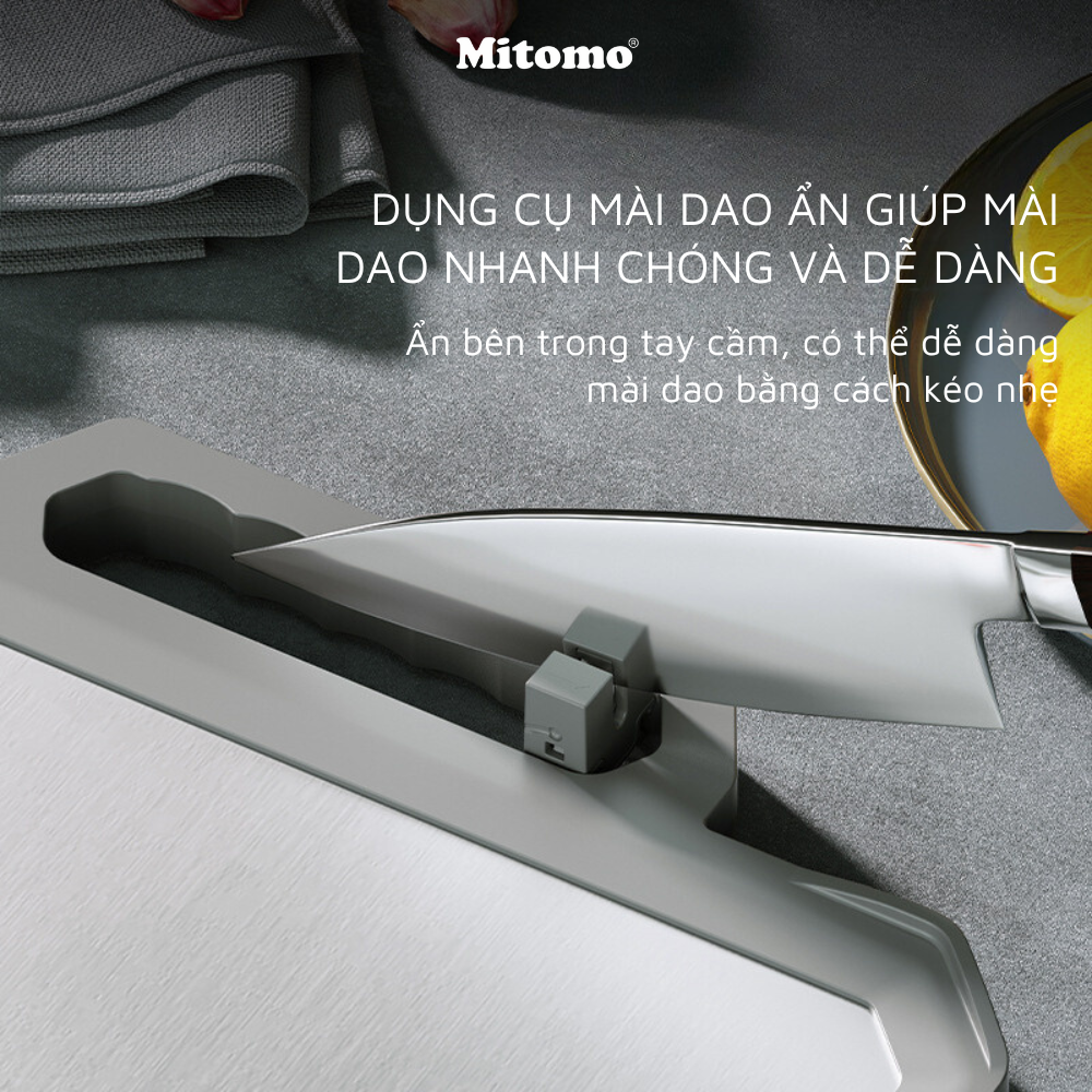Thớt hai mặt kháng khuẩn inox 304 cao cấp, nhựa lúa mạch Mitomo MT-304PP Hàng chính hãng