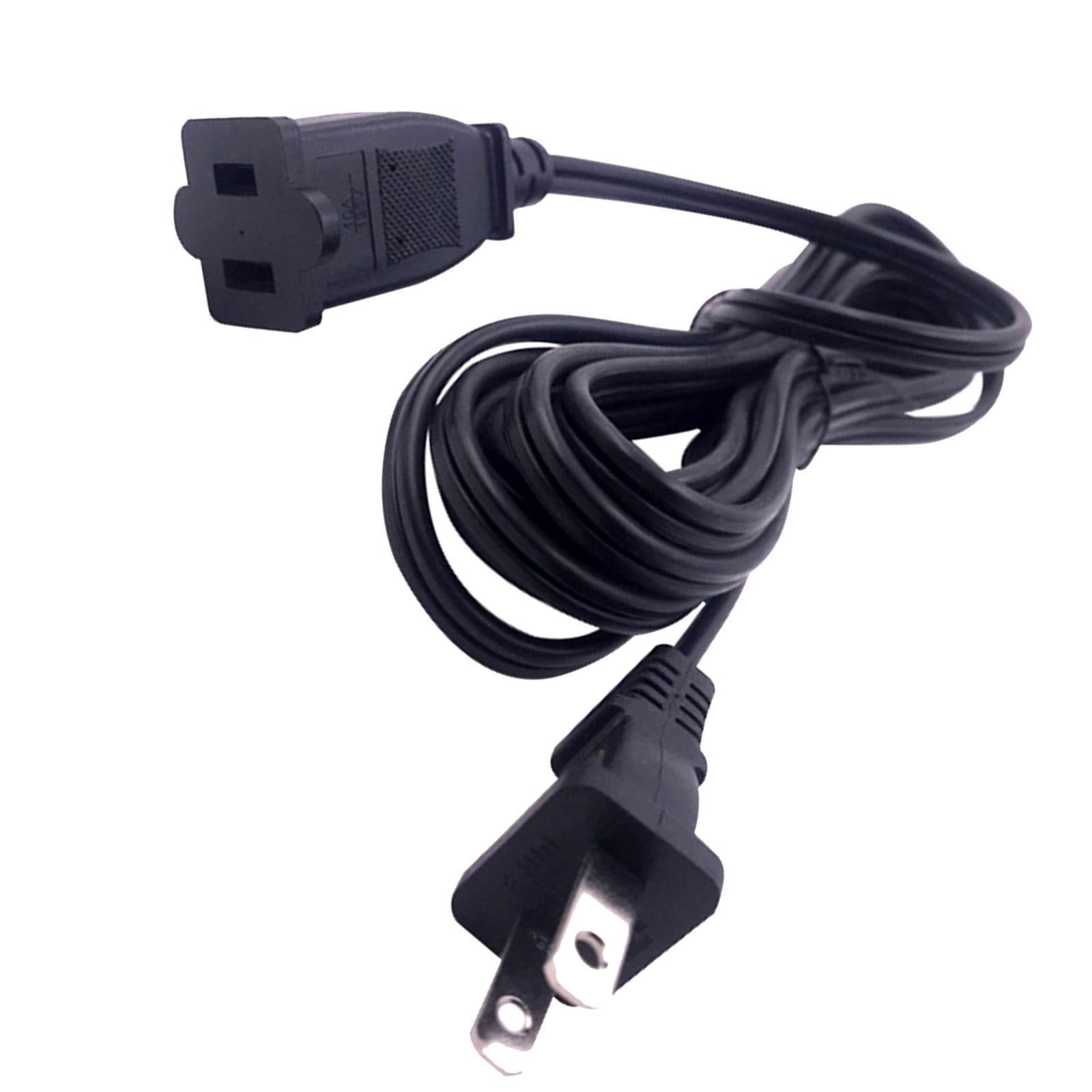 American 2Pin Male to Female Power Extension Cord Durable black