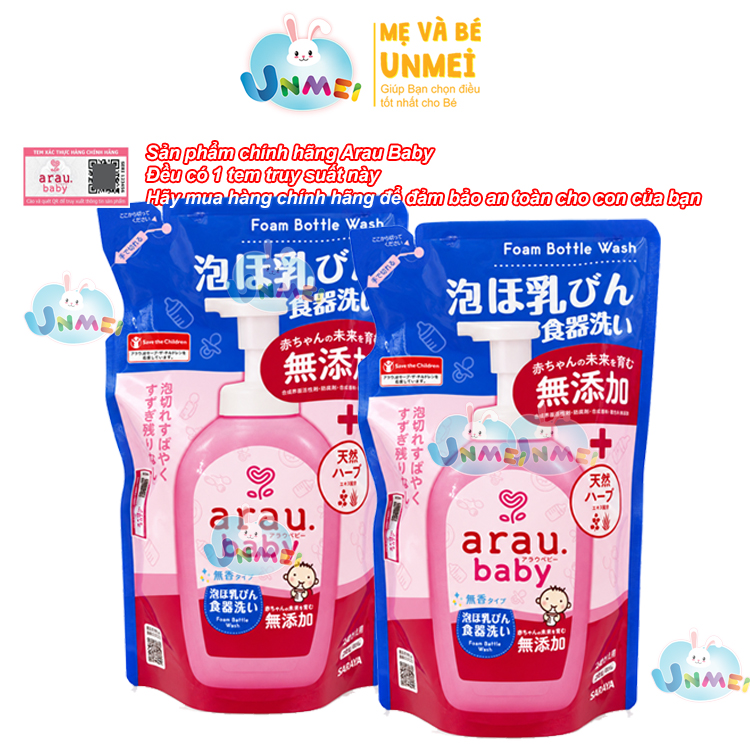 Combo 2 Túi Nươc rưa binh sưa Arau Baby 450ml x 2 túi