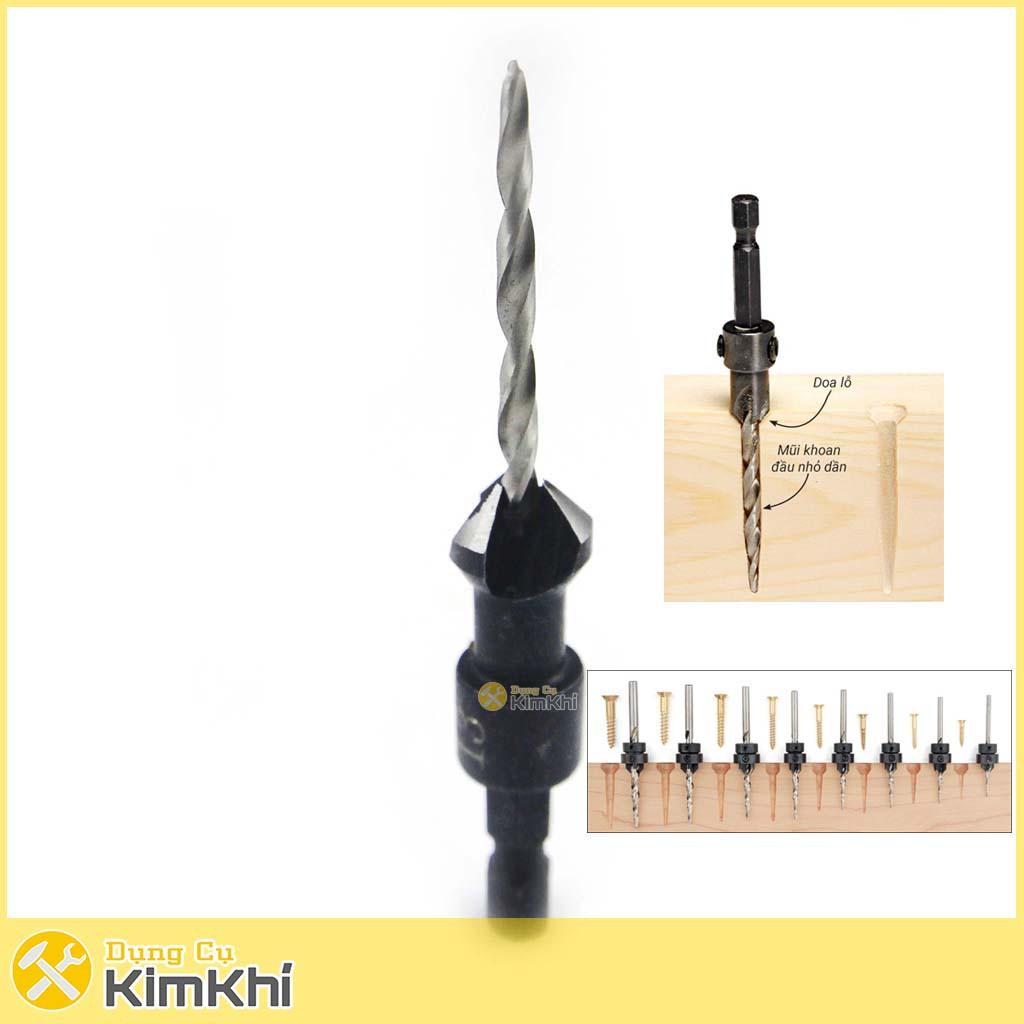 Bộ 4 mũi khoan gỗ âm mũ vít 6 - 16 đầu thuôn có độ cứng cao